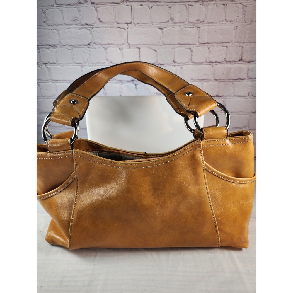 Stylish Nine West Tan Leather Purse Handbag Medium Size NWT - Picture 3 of 8
